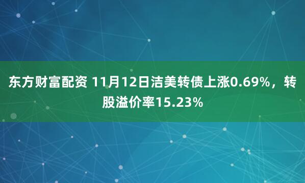 东方财富配资 11月12日洁美转债上涨0.69%，转股溢价率15.23%